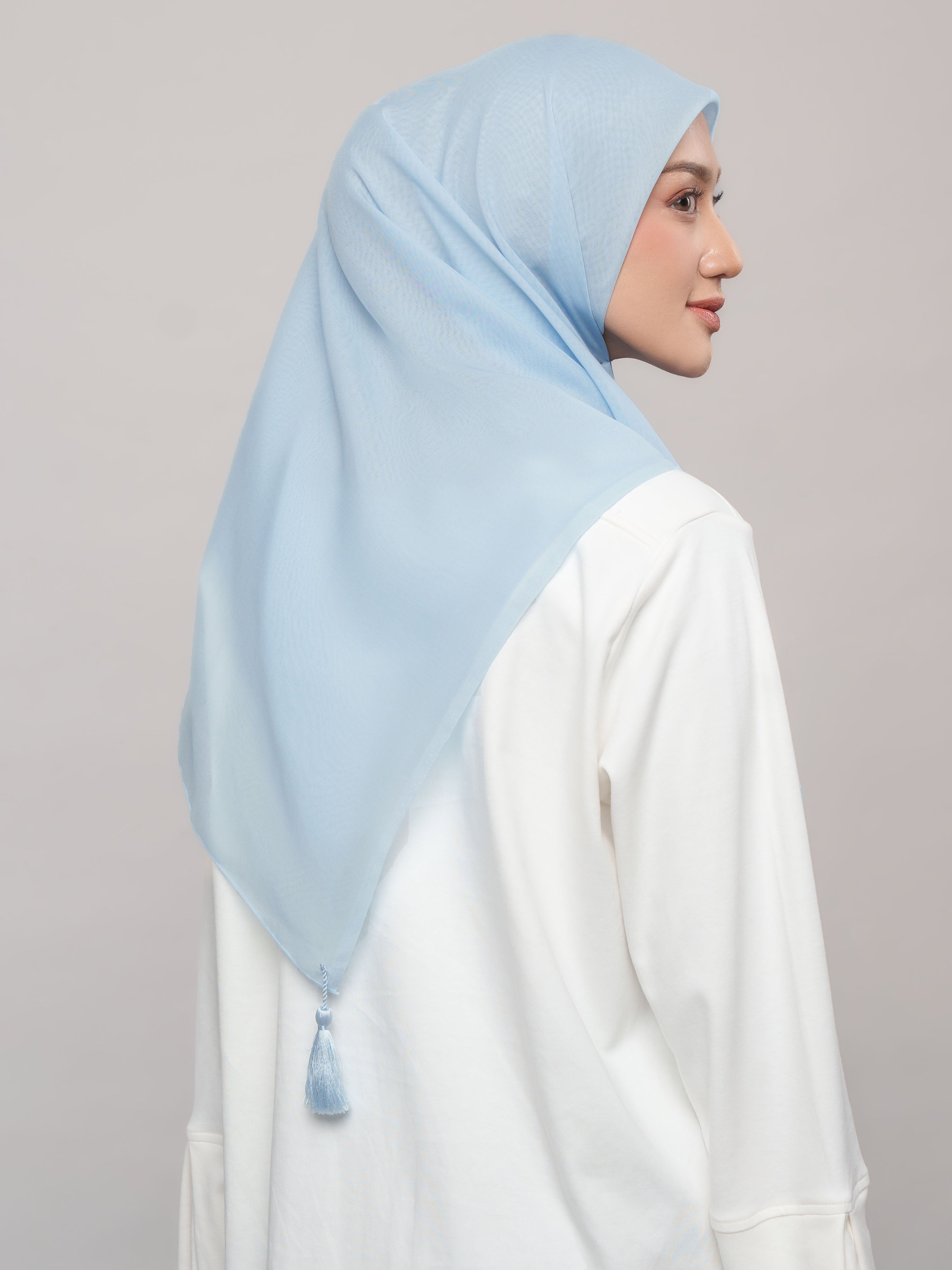 Plain Tassel Blue & Green Series - Hijab Ronce Segiempat Paris Jepang Premium