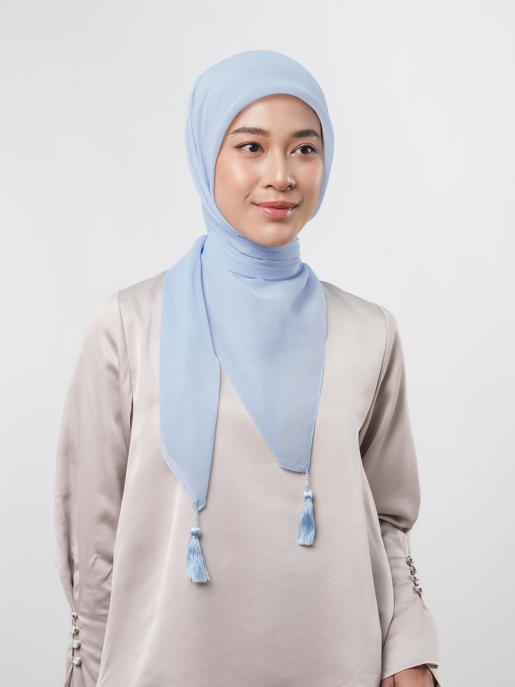 Plain Tassel Blue & Green Series - Hijab Ronce Segiempat Paris Jepang Premium