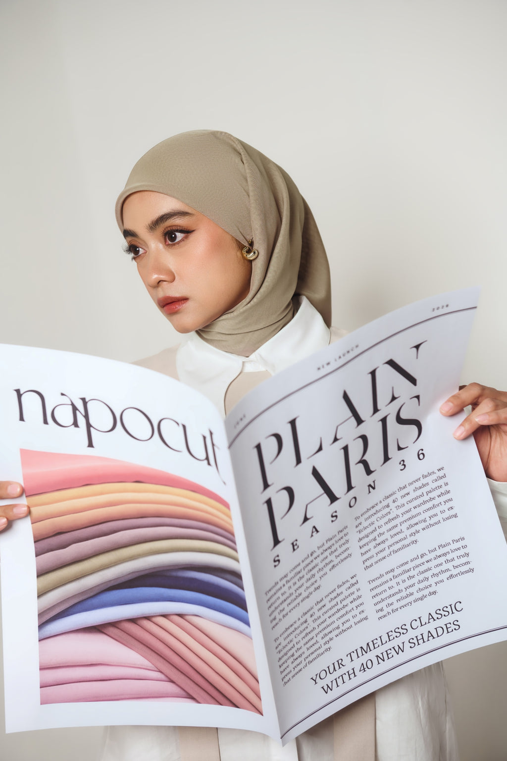[ NEW COLORS Series ] napocut Hijab - Plain Paris Hijab Segiempat Paris Japan Premium 115 x 115 cm