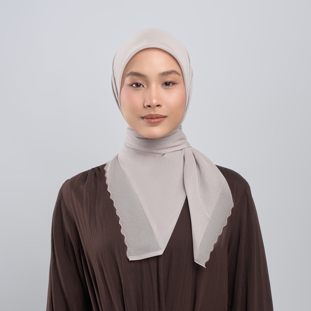Aryn Embroidery - Hijab Segiempat Bordir Gelombang