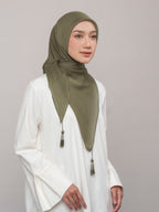 Plain Tassel Blue & Green Series - Hijab Ronce Segiempat Paris Jepang Premium