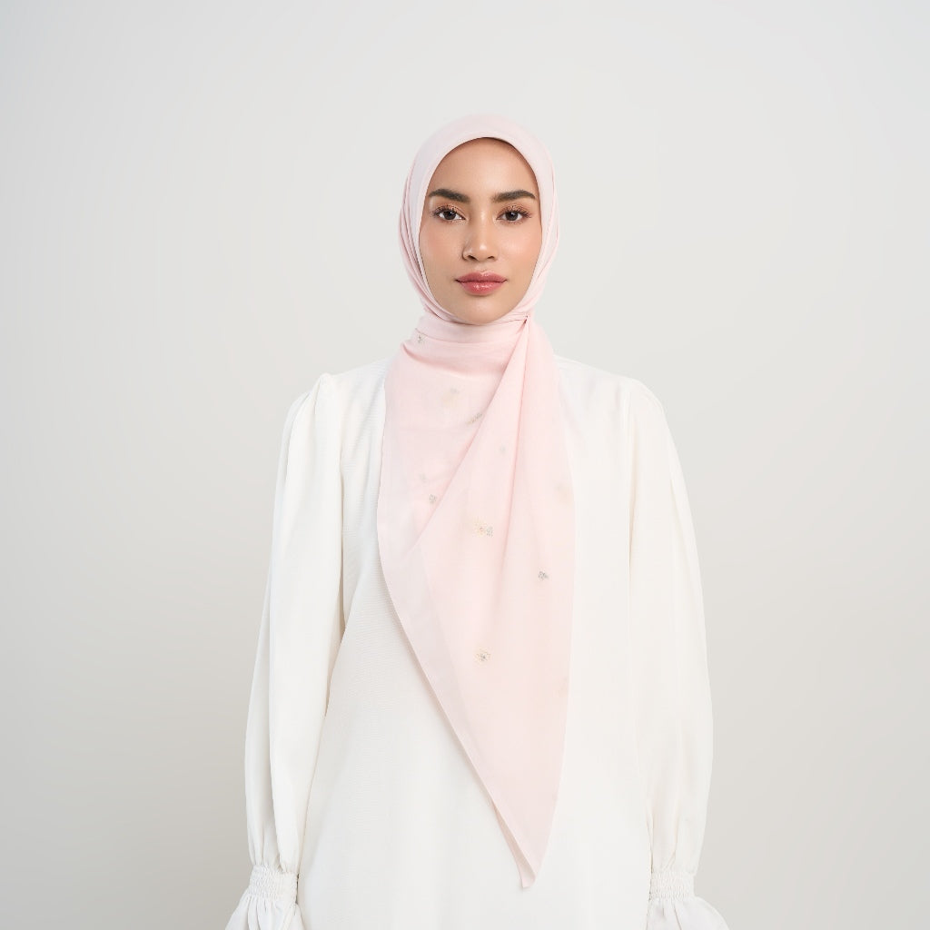 Kenna Embroidery - Hijab Segiempat Bordir Bunga Crystal