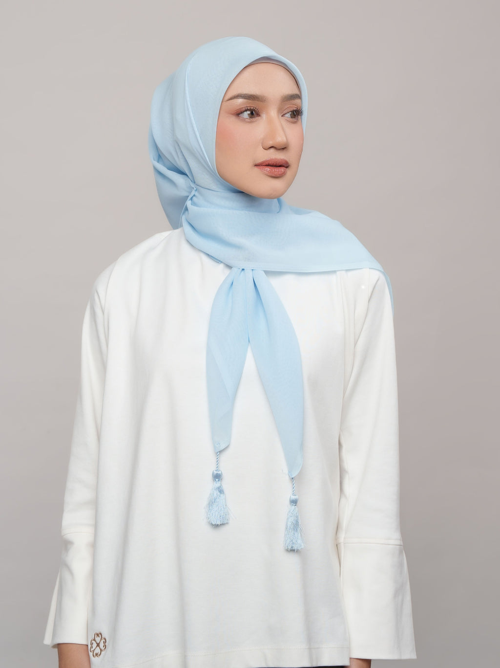 Plain Tassel Blue & Green Series - Hijab Ronce Segiempat Paris Jepang Premium