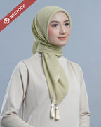 Plain Tassel Blue & Green Series - Hijab Ronce Segiempat Paris Jepang Premium