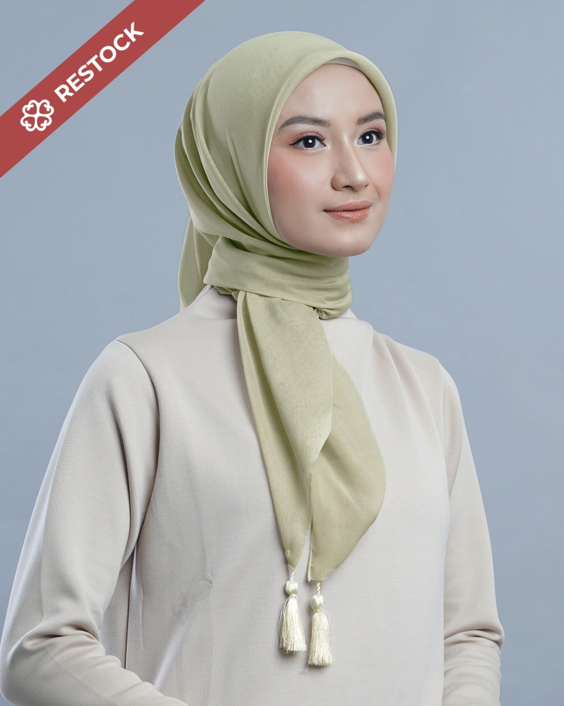 Plain Tassel Blue & Green Series - Hijab Ronce Segiempat Paris Jepang Premium
