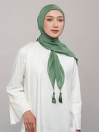 Plain Tassel Blue & Green Series - Hijab Ronce Segiempat Paris Jepang Premium