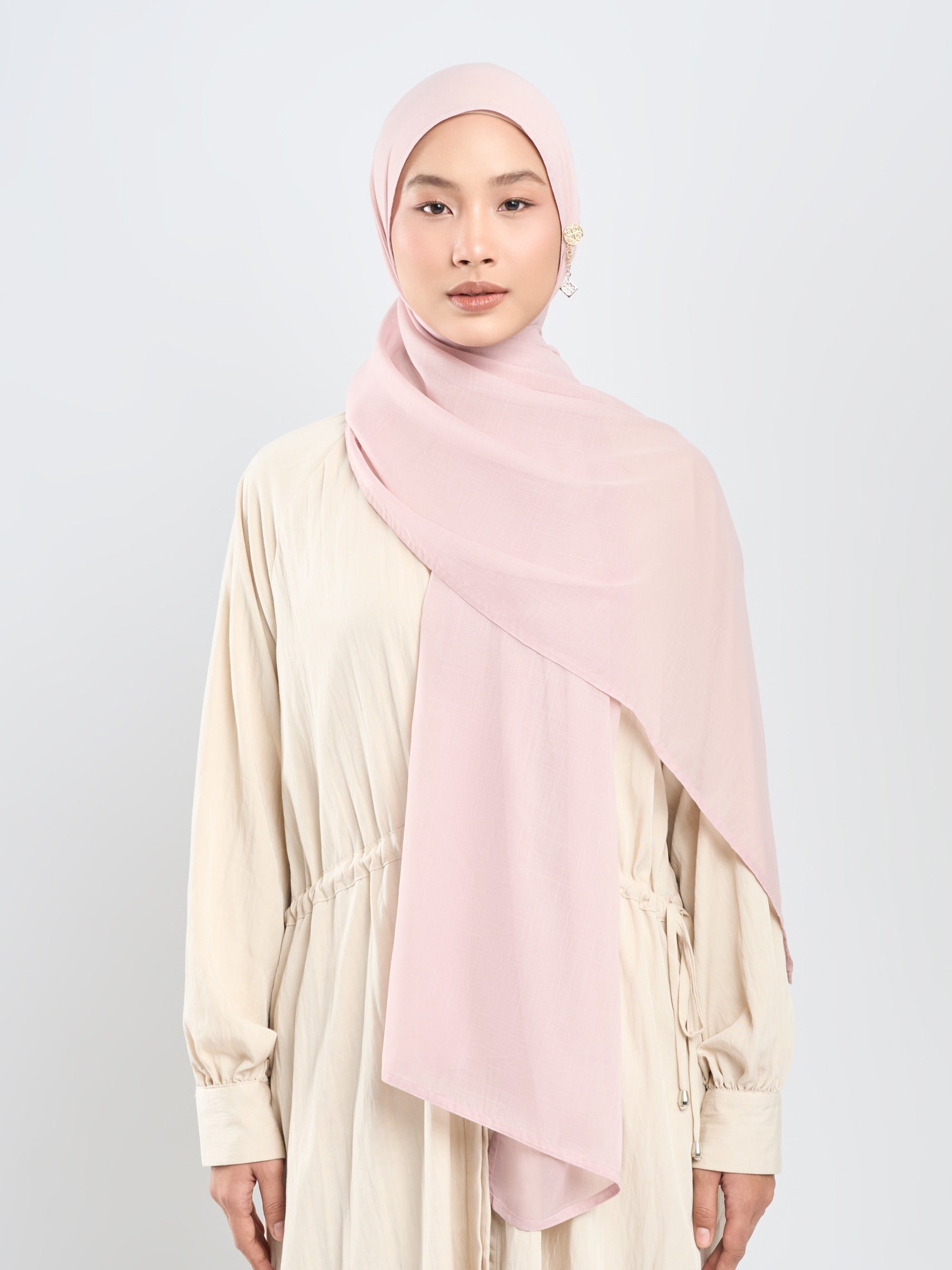 Hijab napocut - Pashmina Floe Slub - Pashmina Flowy Premium Bahan Voal Slub (Diantara Voal dan Viscose)