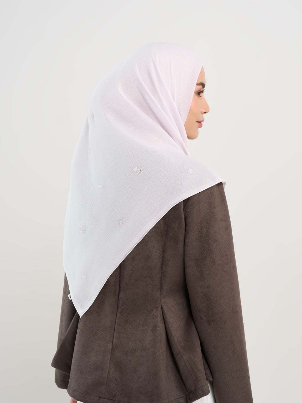 Kenna Embroidery - Crystal Flower Embroidered Square Hijab