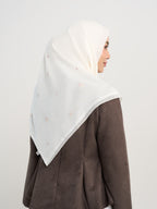 Kenna Embroidery - Crystal Flower Embroidered Square Hijab