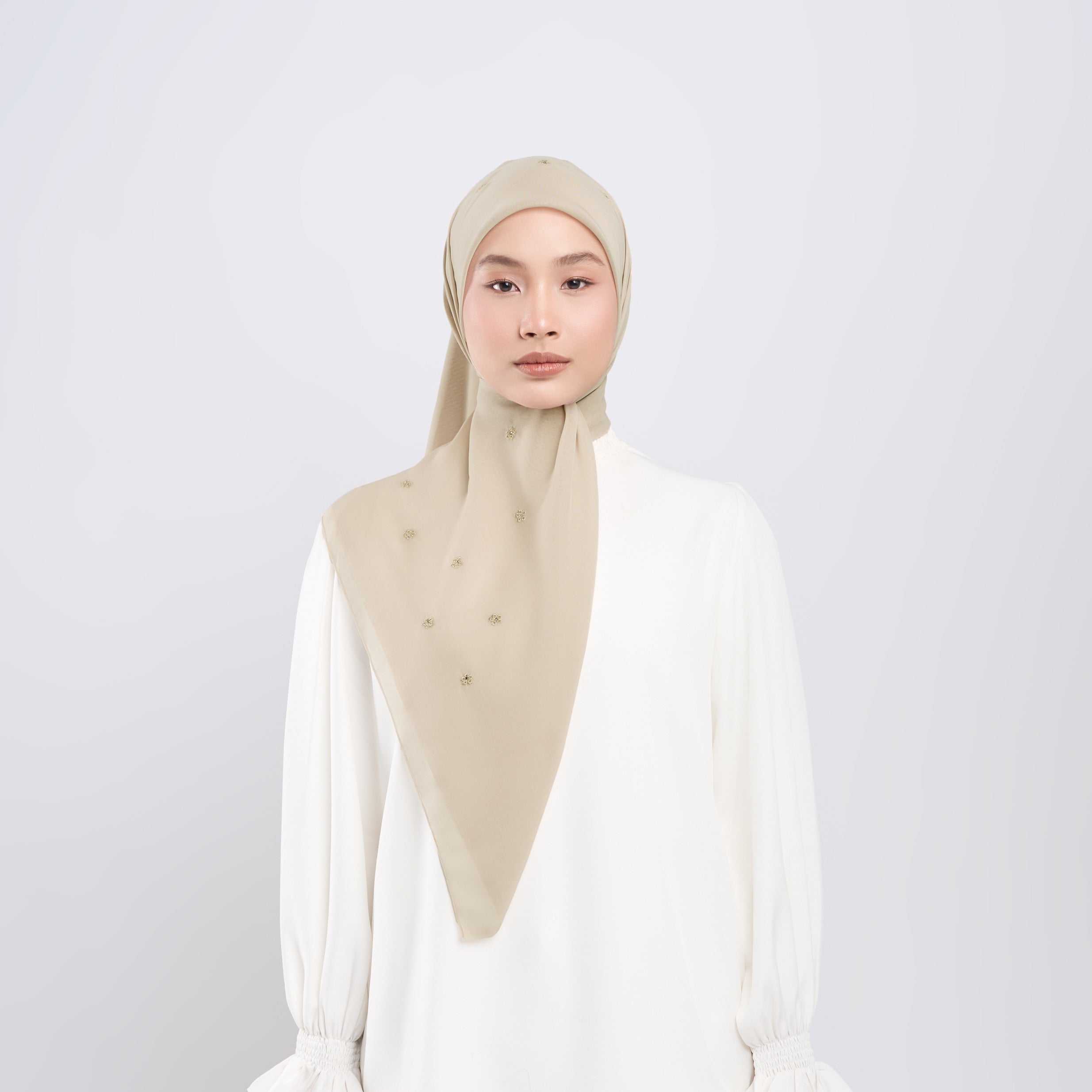 Melati Embroidery - Hijab Segiempat Bordir Bunga Swarovski