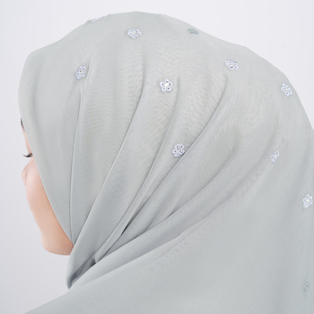 Melati Embroidery - Hijab Segiempat Bordir Bunga Swarovski