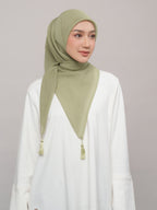Plain Tassel Blue & Green Series - Hijab Ronce Segiempat Paris Jepang Premium