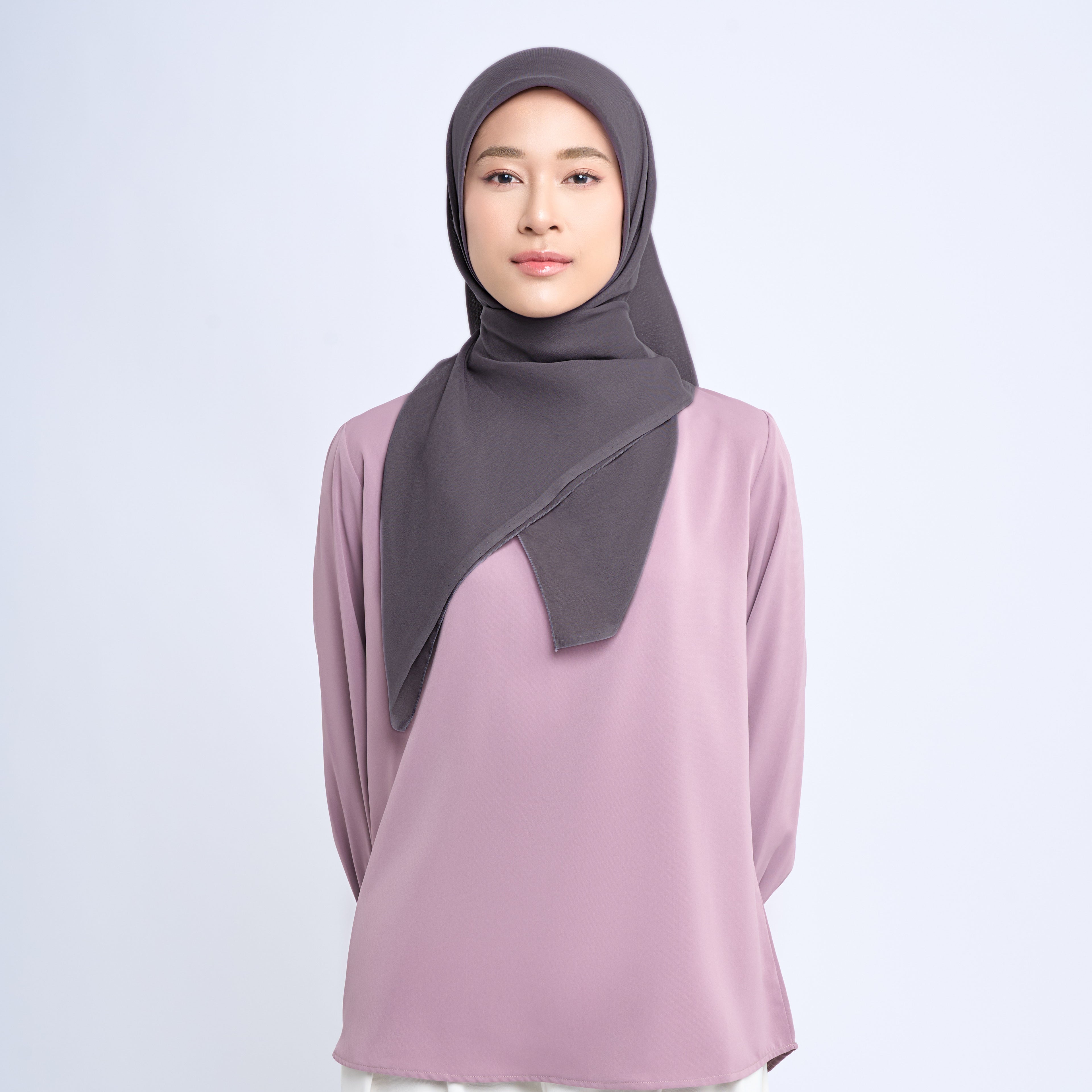 Plain Paris - Hijab Segiempat Paris Jepang Premium Grey and Purple Series