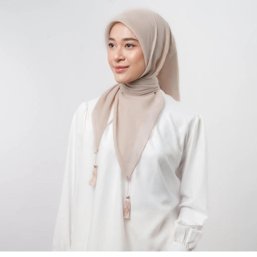 Plain Tassel New Colors - Hijab Ronce Segiempat Paris Japan Premium