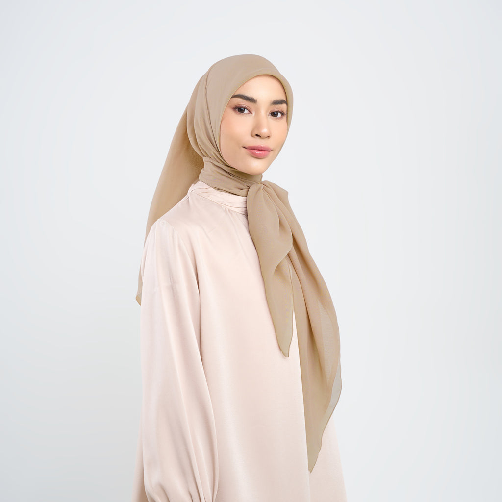 Plain Paris - Hijab Segiempat Paris Jepang Premium Brown and Cream Series