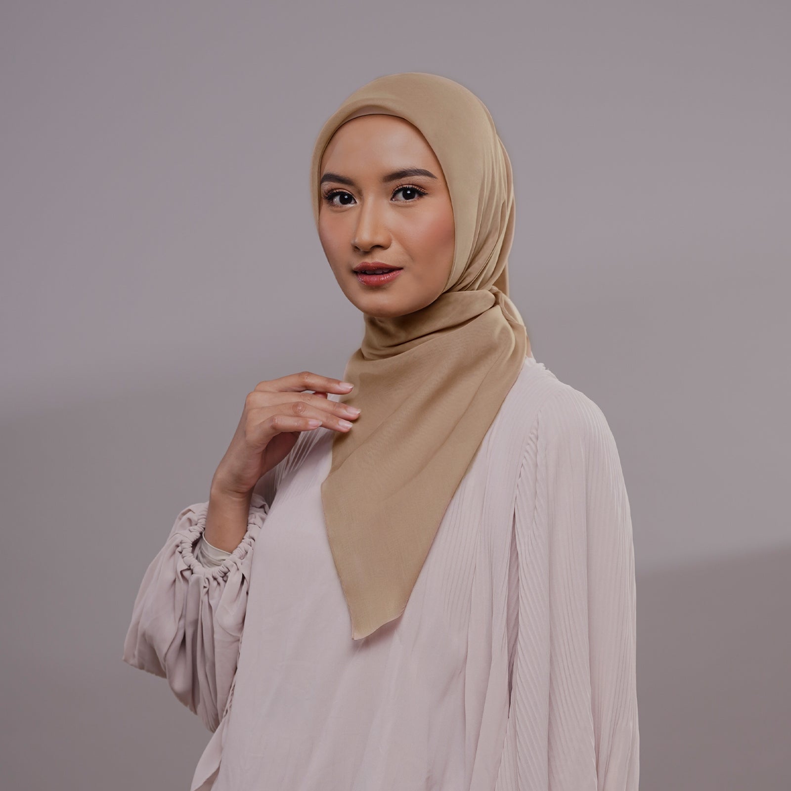 Plain Paris - Hijab Segiempat Paris Jepang Premium Brown and Cream Series