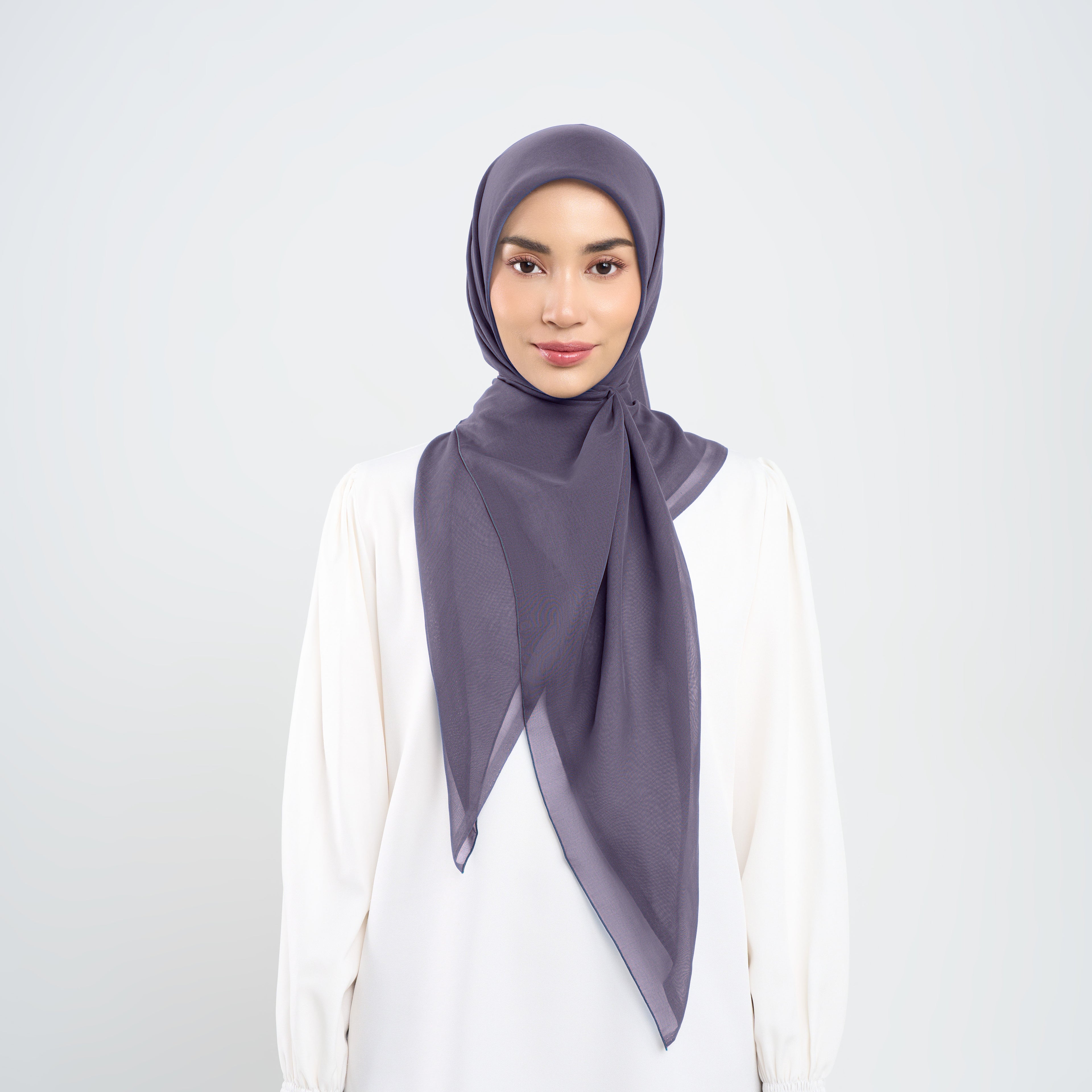Plain Paris - Hijab Segiempat Paris Jepang Premium Grey and Purple Series