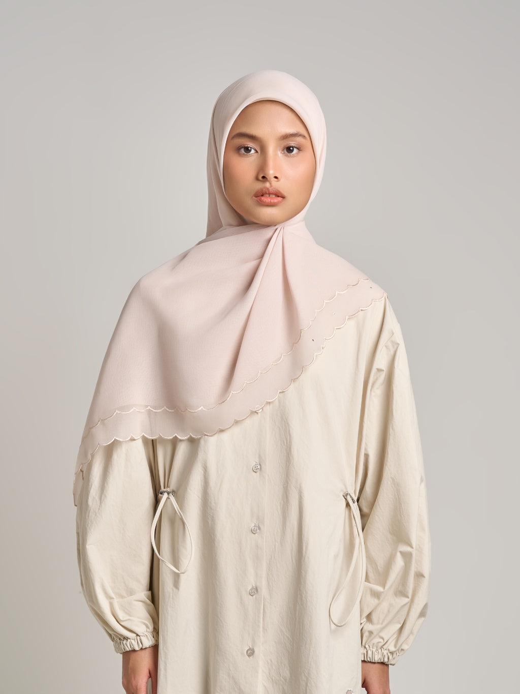 Dhiya Embroidery - Jilbab Segiempat Bordir Gelombang Kristal