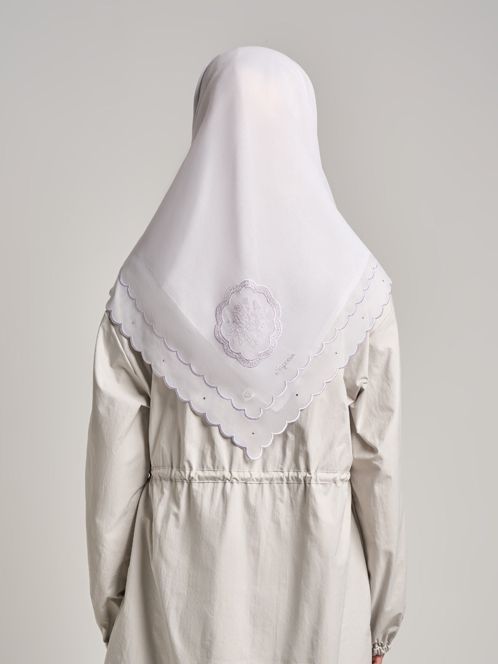 Dhiya Embroidery - Jilbab Segiempat Bordir Gelombang Kristal