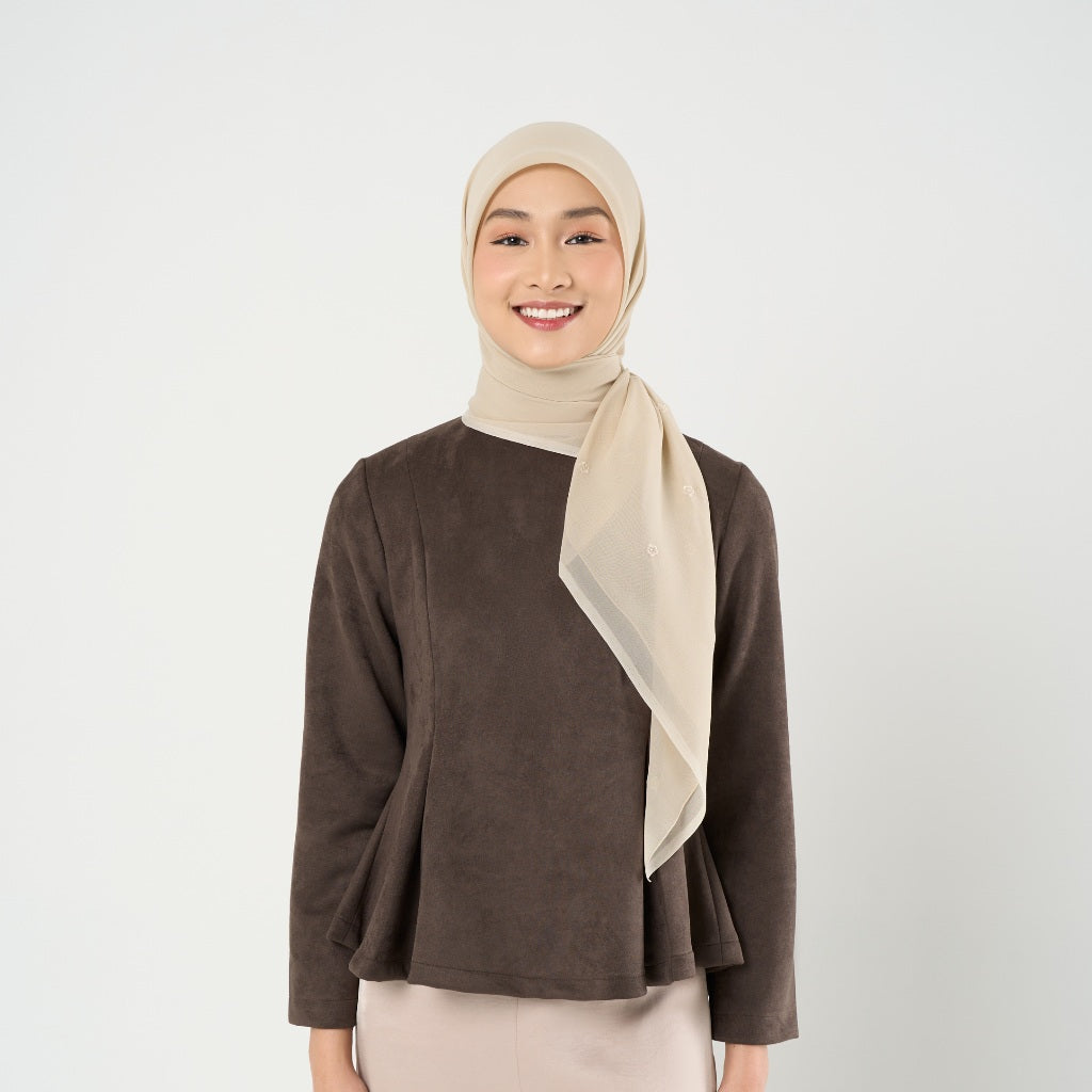 Ayara Embroidery - Hijab Segiempat Bordir Bunga Crystal