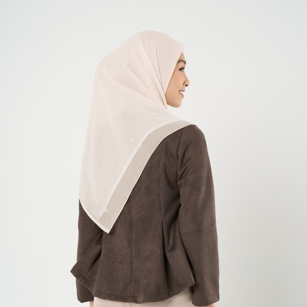Ayara Embroidery - Hijab Segiempat Bordir Bunga Crystal