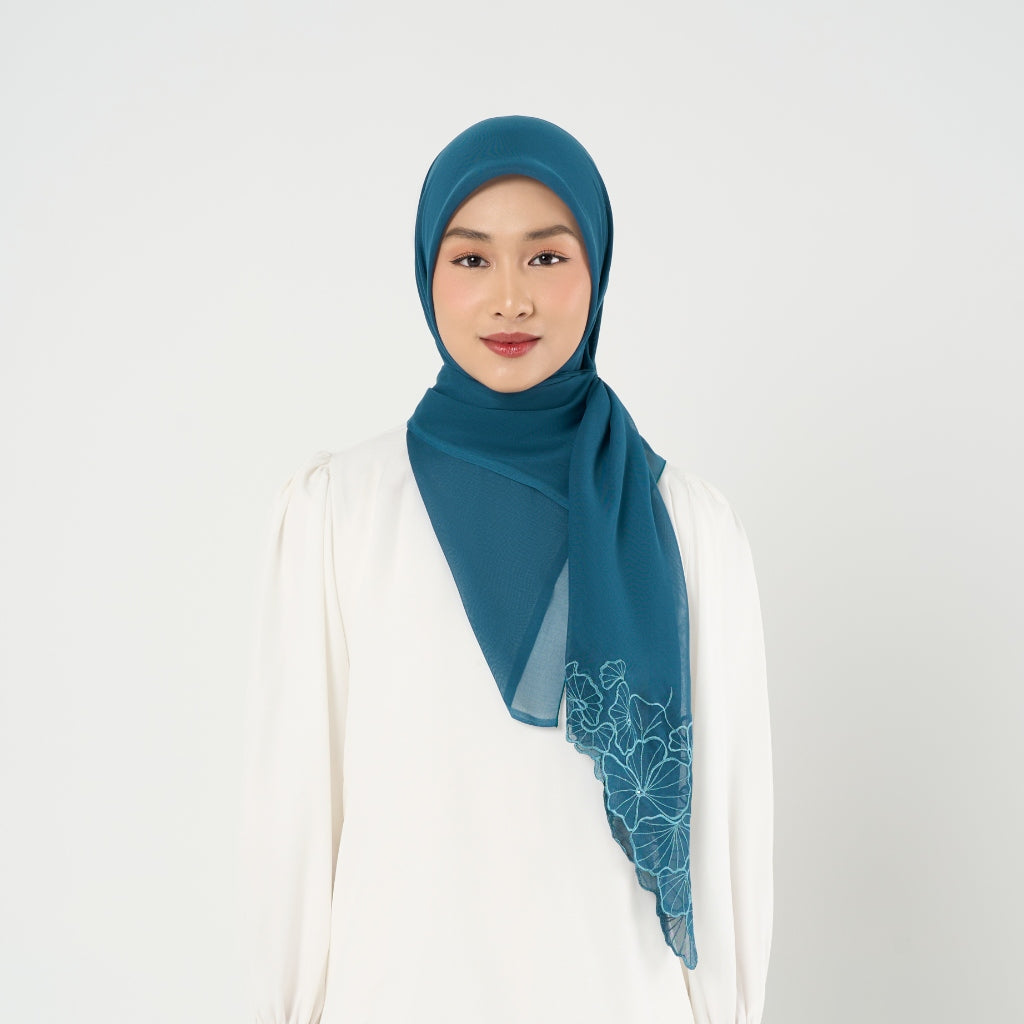 Napocut Hijab - Liyana Embroidery - Hijab Segiempat Paris Jepang Bordir Bunga Kristal Premium