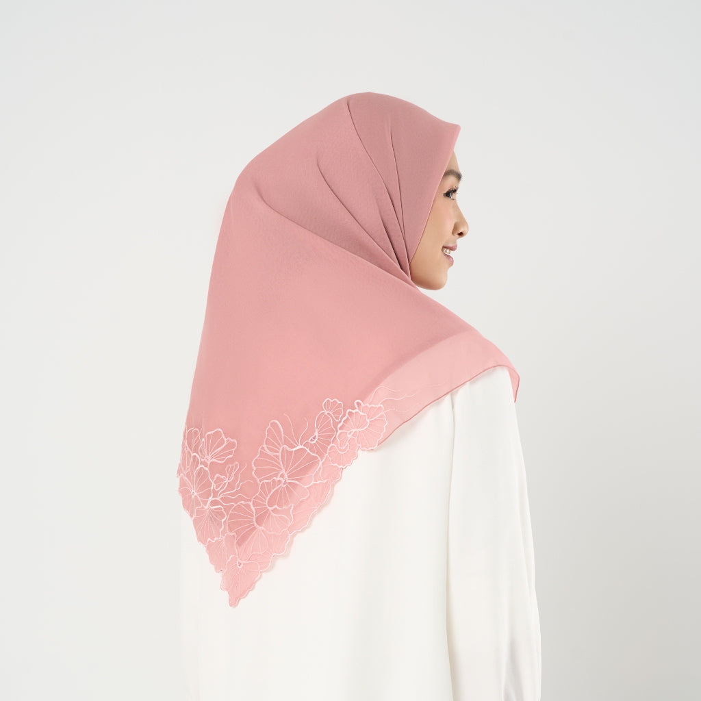 Liyana Embroidery - Hijab Segiempat Bordir Bunga Crystal