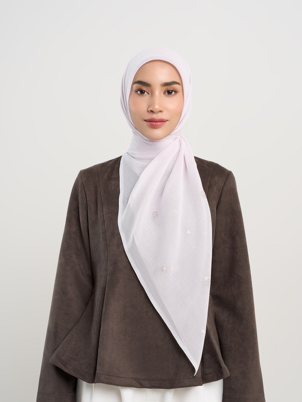 Kenna Embroidery - Crystal Flower Embroidered Square Hijab
