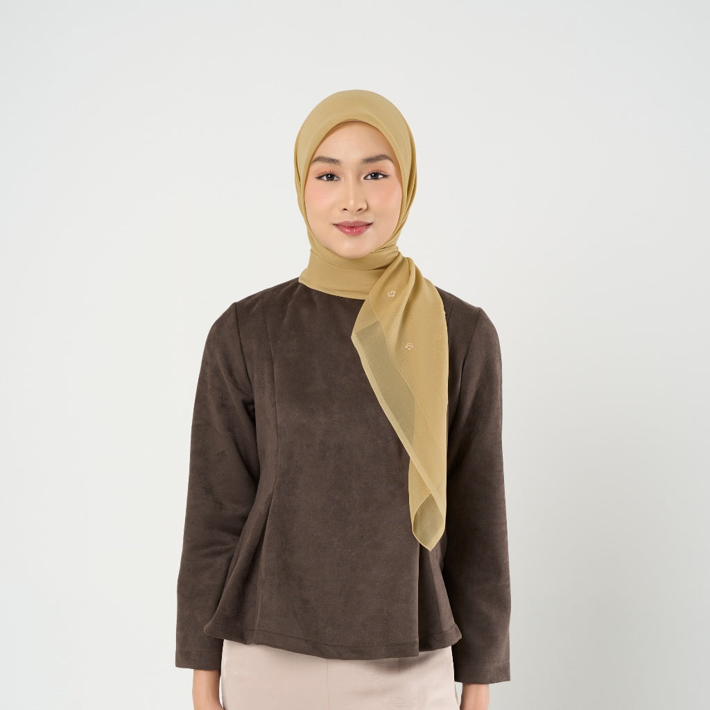 Ayara Embroidery - Hijab Segiempat Bordir Bunga Crystal