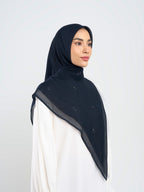 Mahra Embroidery - Hijab Segiempat Bordir Bunga Kristal