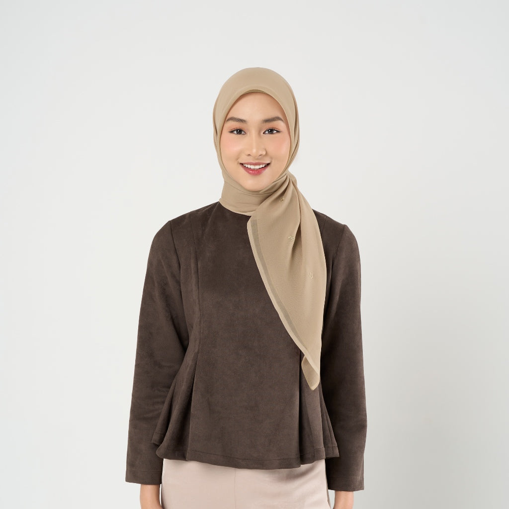 Ayara Embroidery - Hijab Segiempat Bordir Bunga Crystal