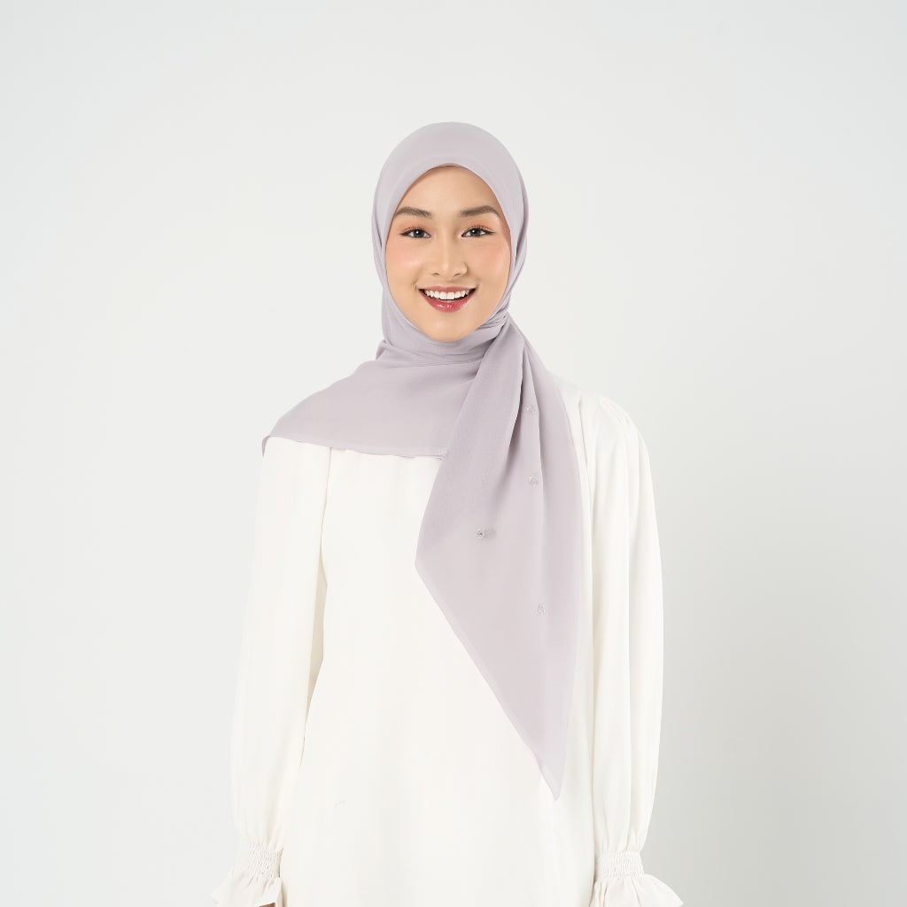 Ayara Embroidery - Hijab Segiempat Bordir Bunga Crystal