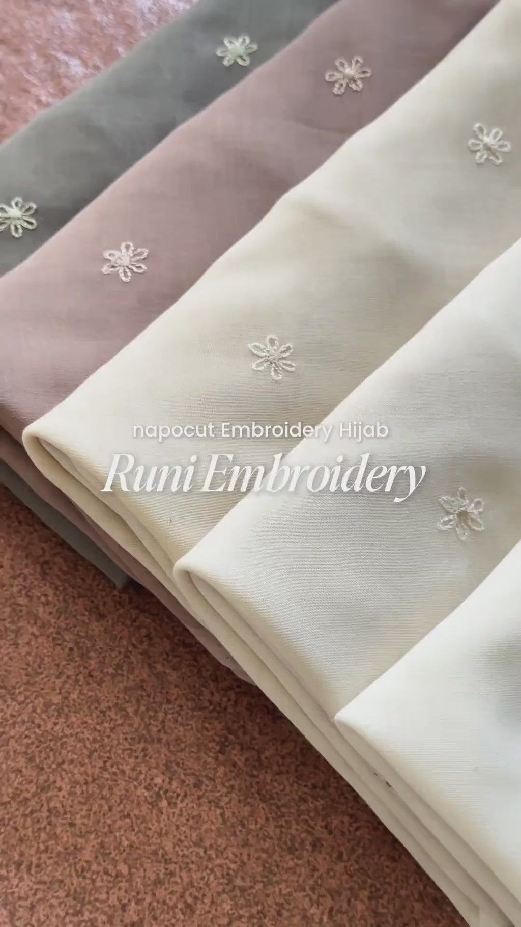 Runi Embroidery - Hijab Segi Empat Bordir Bunga Kristal